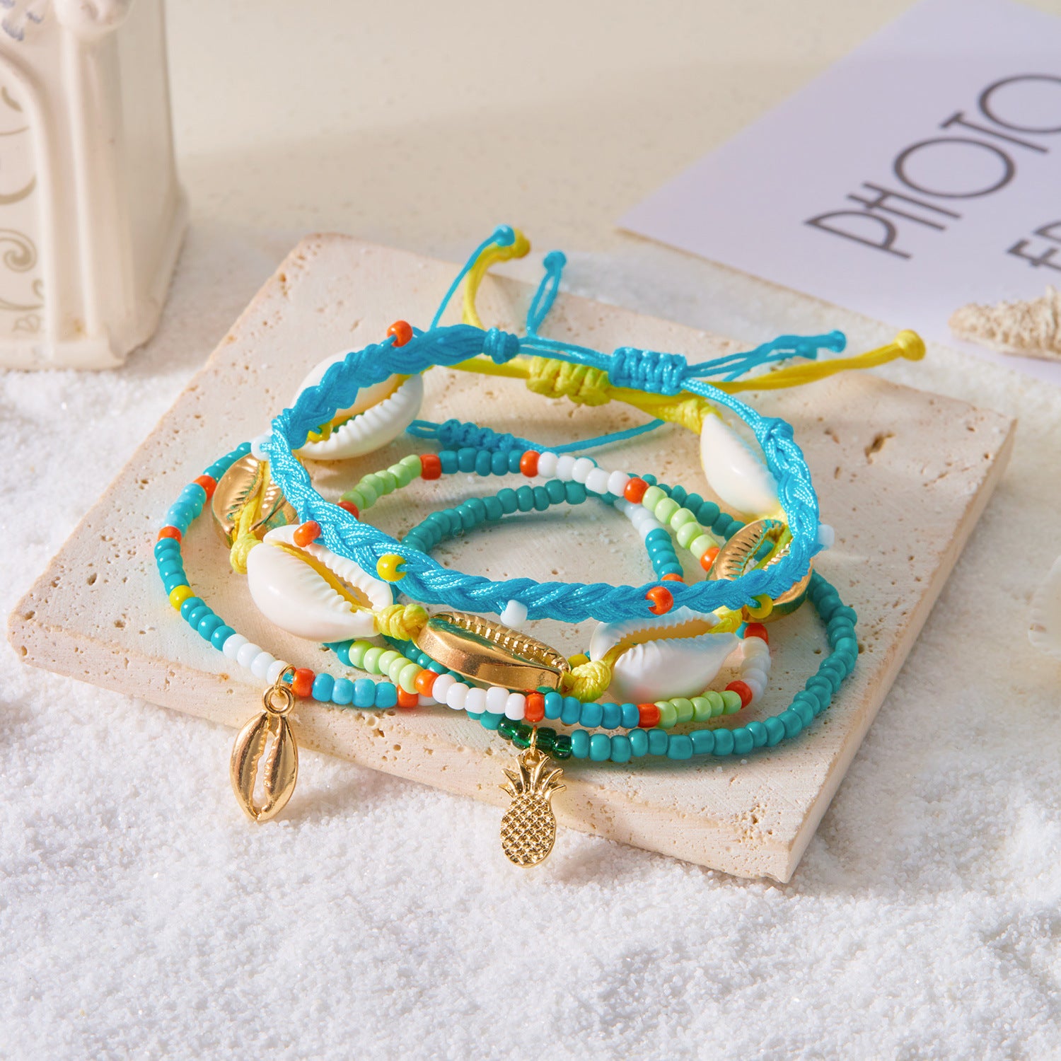 Wholesale Bohemian Starfish Beaded Shell Bracelet Evil Eye Bracelet Set